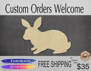 Rabbit wood shape wood cutouts Easter Craft Animal cutouts DIY paint kit #1903 - Multiple Sizes Available - Unfinished Wood Cutout Shapes