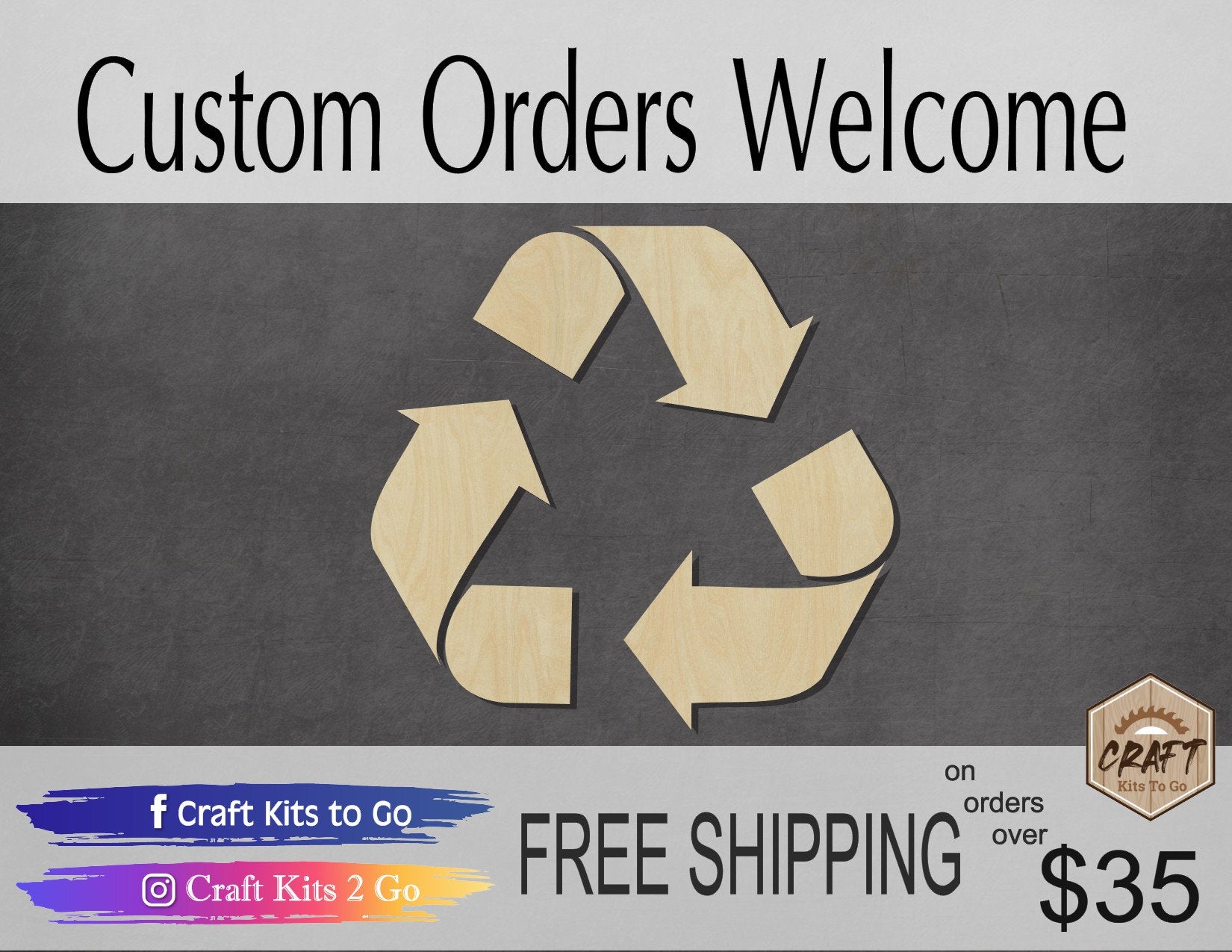 Recycle Symbol wood shape wood cutouts Earth Day Clean DIY Paint kit #1915 - Multiple Sizes Available - Unfinished Wood Cutout Shapes