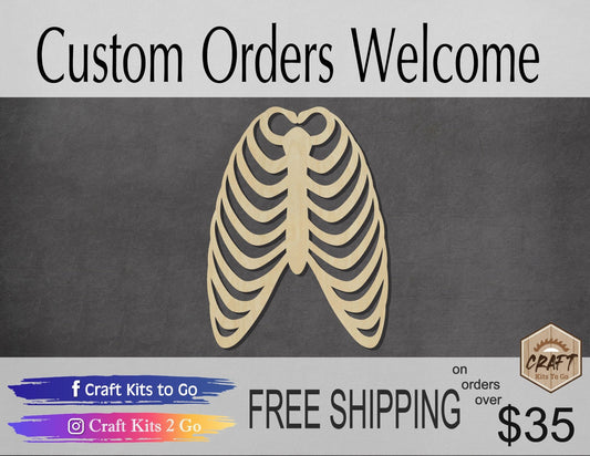 Rib Cage wood shape wood cutouts Science DIY Paint kit #1926 - Multiple Sizes Available - Unfinished Wood Cutout Shapes