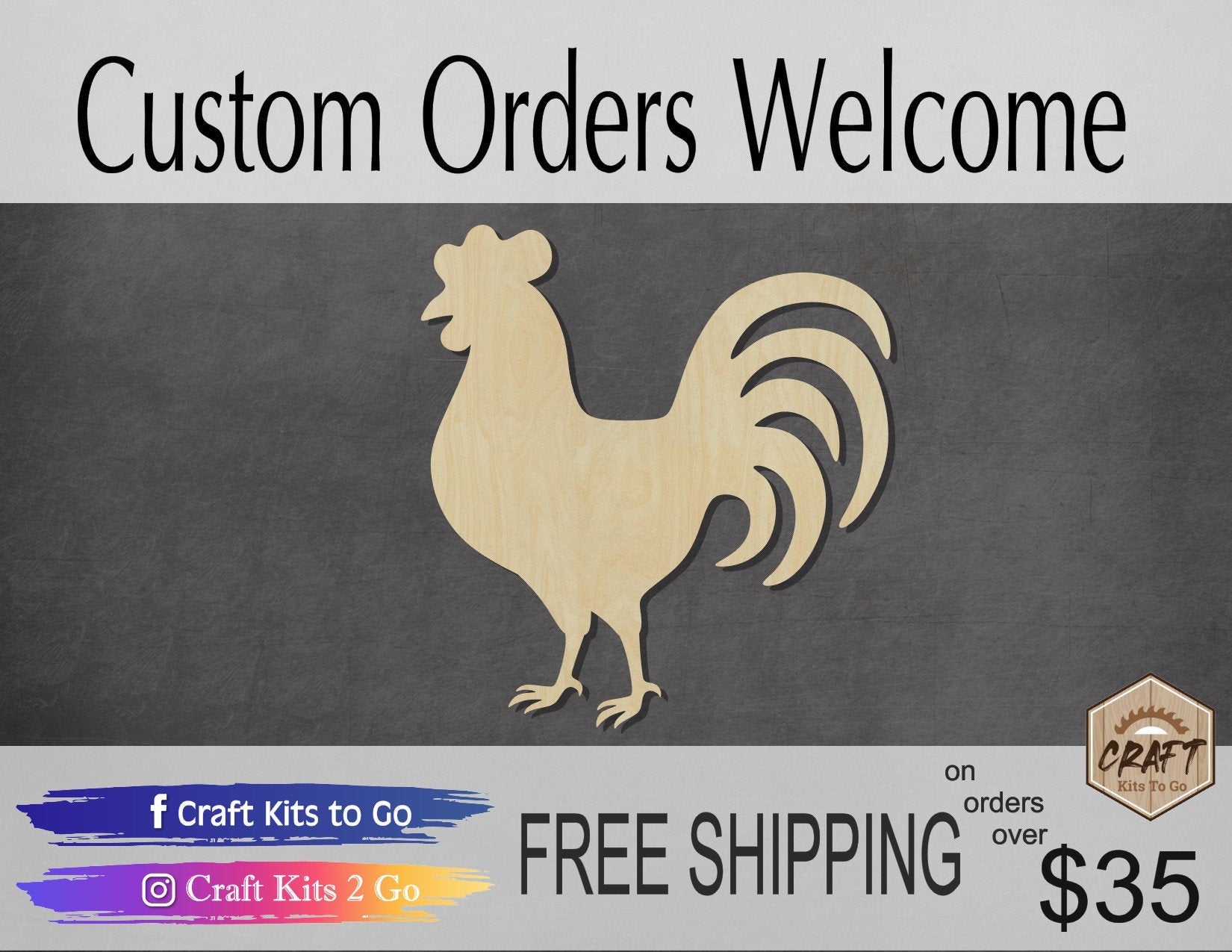 Rooster wood shape wood cutouts Farm animals Ranch Animal cutouts DIY #1932 - Multiple Sizes Available - Unfinished Wood Cutout Shapes