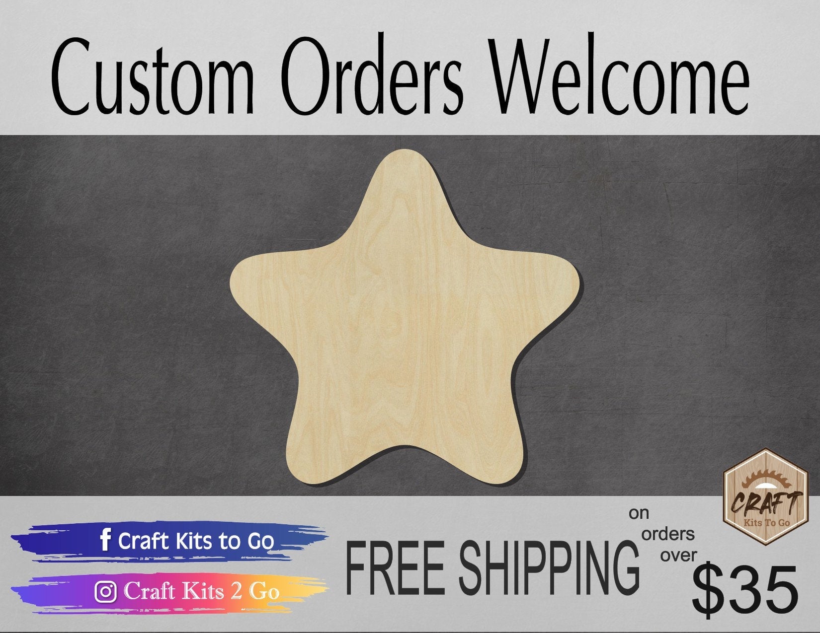 Rounded Star wood shape wood cutouts shape cutouts DIY Paint kit Twinkle #1936 - Multiple Sizes Available - Unfinished Wood Cutout Shapes