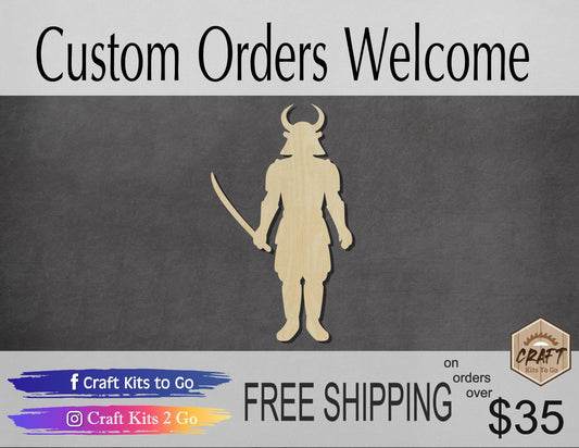Samurai wood shape wood cutouts History DIY paint kit #1950 - Multiple Sizes Available - Unfinished Wood Cutout Shapes