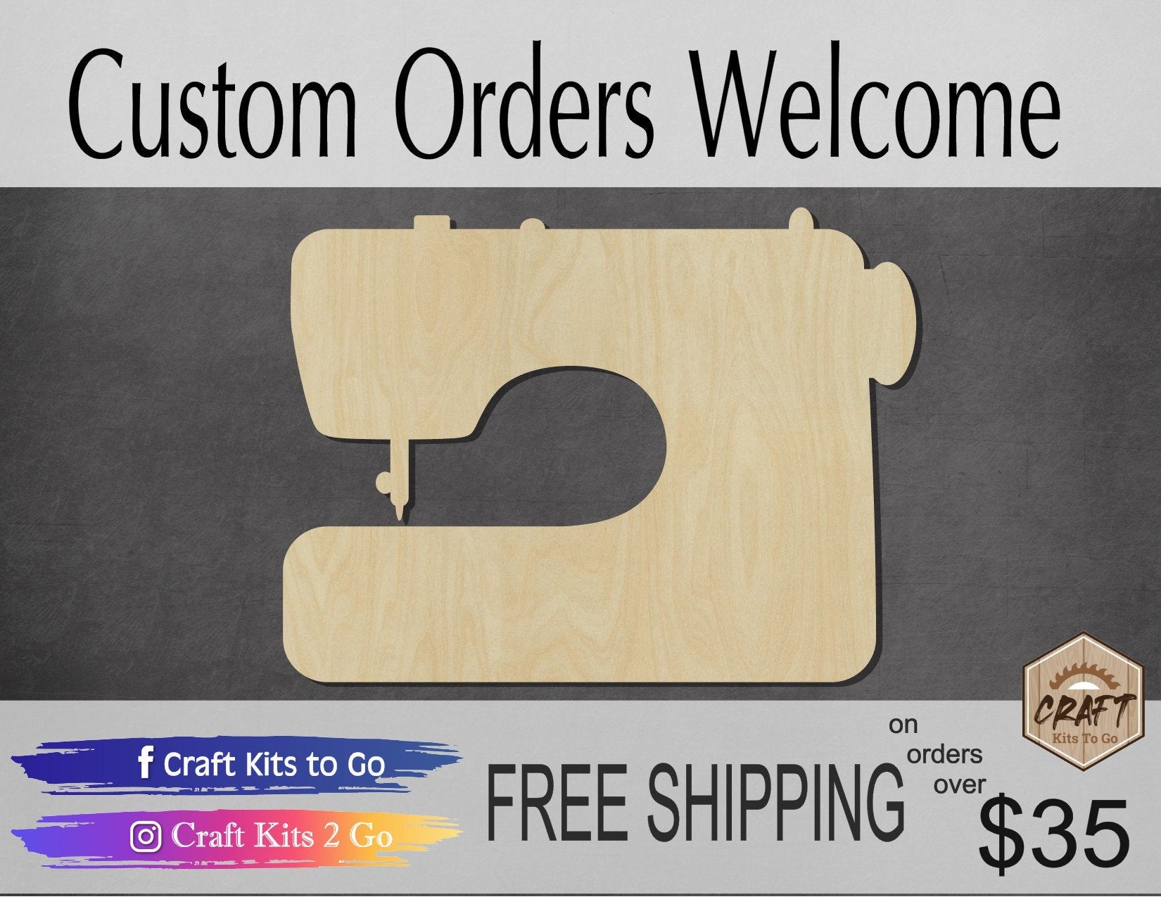 Sewing Machine wood shape wood cutout Craft Clothing DIY Paint kit #1982 - Multiple Sizes Available - Unfinished Wood Cutout Shapes