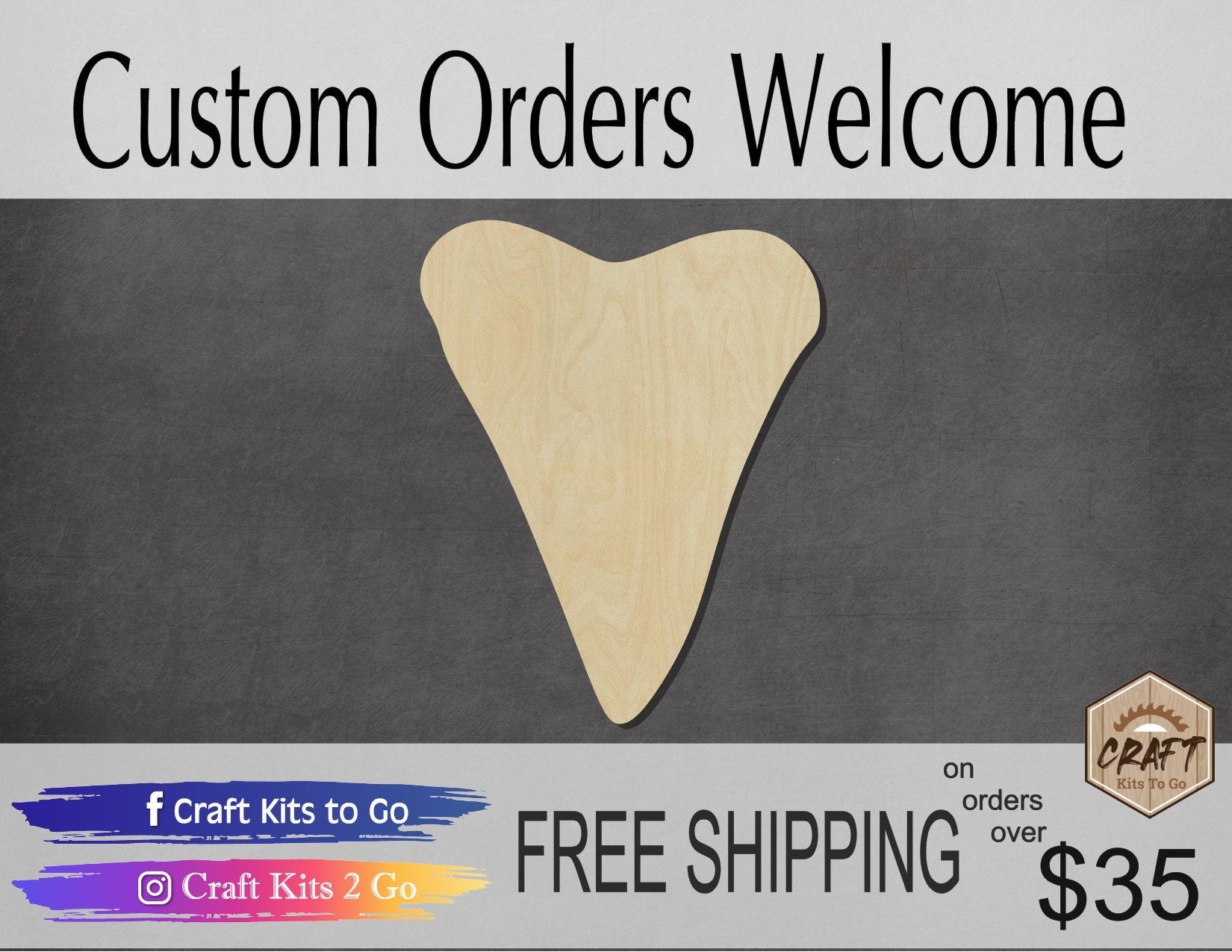 Shark Tooth wood shape wood cutouts sharks sea life ocean animals DIY #1985 - Multiple Sizes Available - Unfinished Wood Cutout Shapes