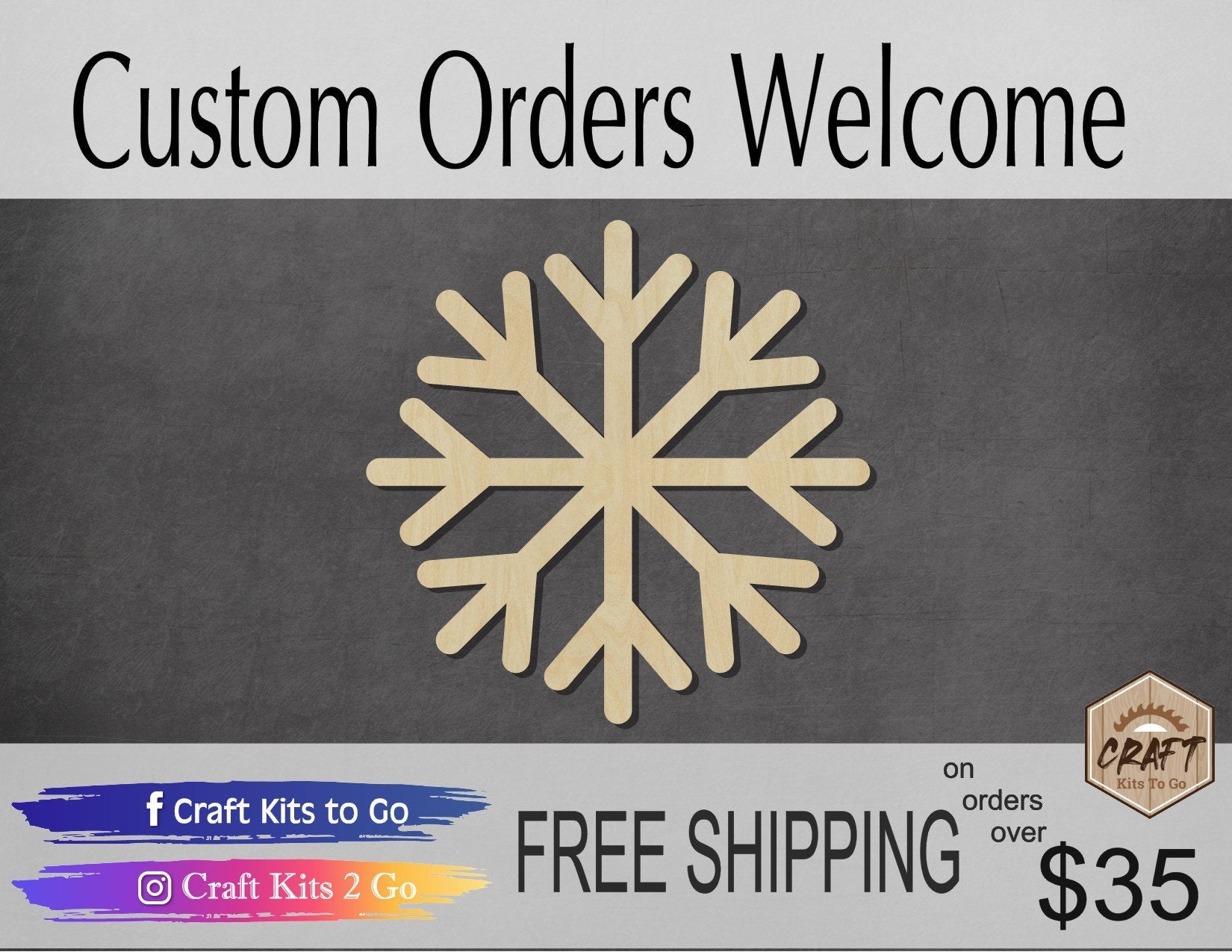 Snowflake wood shape wood cutouts snowing winter DIY Paint kit #2002 - Multiple Sizes Available - Unfinished Wood Cutout Shapes