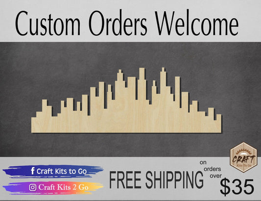 Skyline wood shape wood cutouts DIY paint kit #2014 - Multiple Sizes Available - Unfinished Wood Cutout Shapes