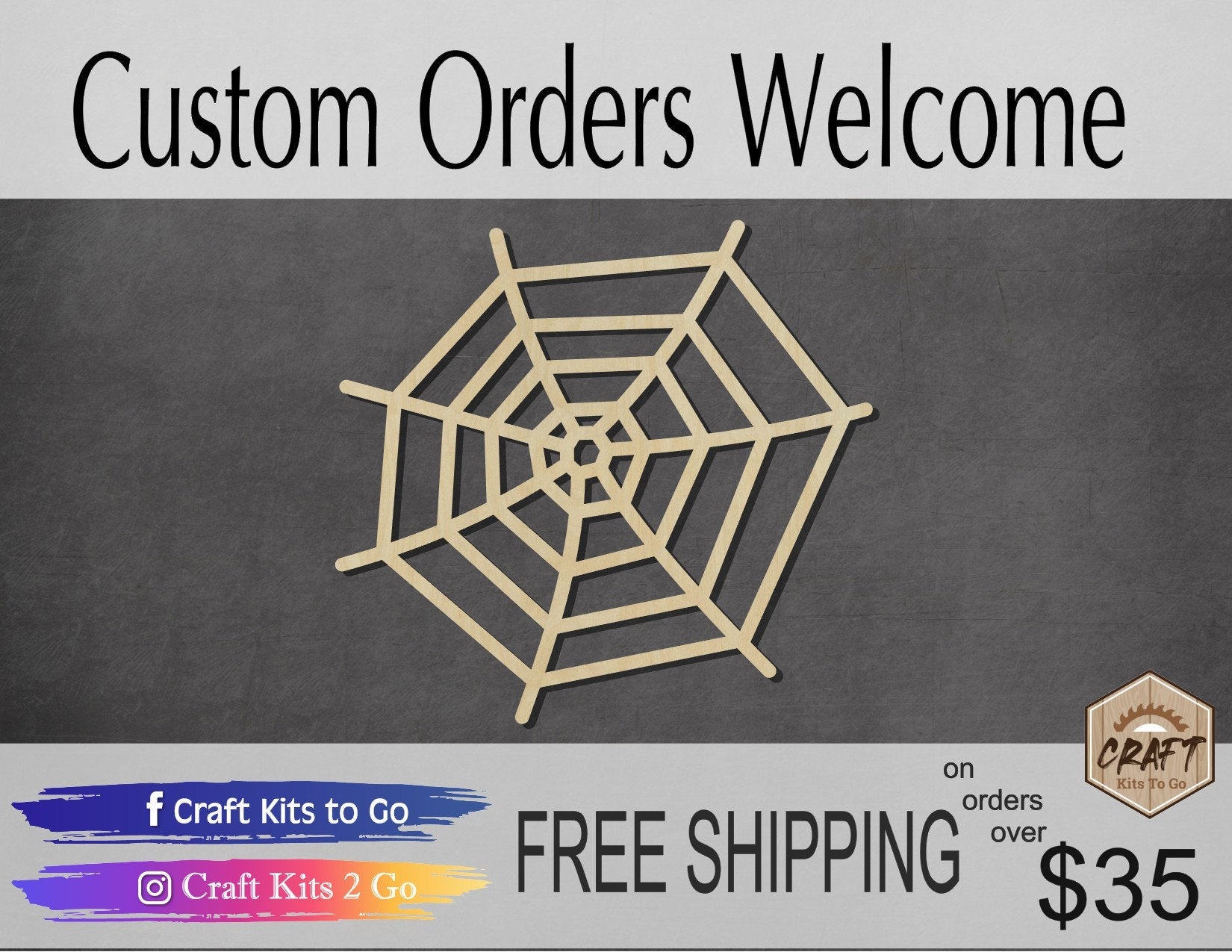 Spider Web wood shape wood cutouts Halloween craft DIY Paint kit #2042 - Multiple Sizes Available - Unfinished Wood Cutout Shapes
