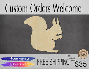 Squirrel wood shape wood cutouts animal cutouts DIY Paint kit #2051 - Multiple Sizes Available - Unfinished Wood Cutout Shapes
