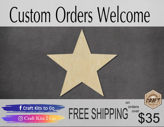 Star wood shape wood cutouts shape cutouts DIY Paint kit #2057 - Multiple Sizes Available - Unfinished Wood Cutout Shapes