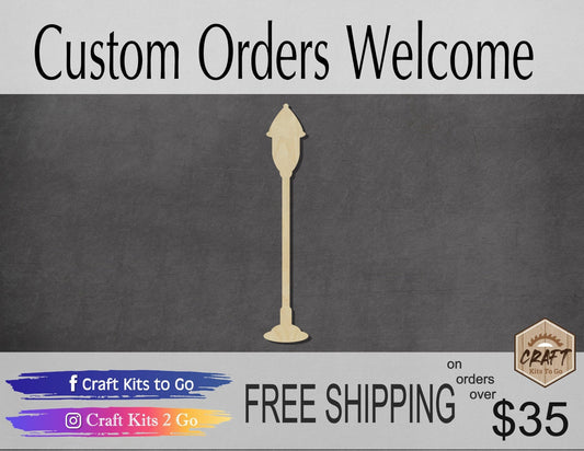 Street Lamp wood shape wood cutouts DIY Paint kit #2067 - Multiple Sizes Available - Unfinished Wood Cutout Shapes