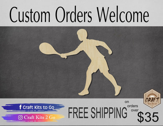Tennis Player wood shape wood cutouts DIY Paint kit Sports #2092 - Multiple Sizes Available - Unfinished Wood Cutout Shapes