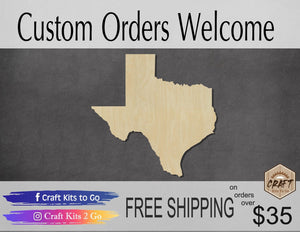Texas State wood shape wood cutouts State cutouts DIY Paint kit #2093 - Multiple Sizes Available - Unfinished Wood Cutout Shapes