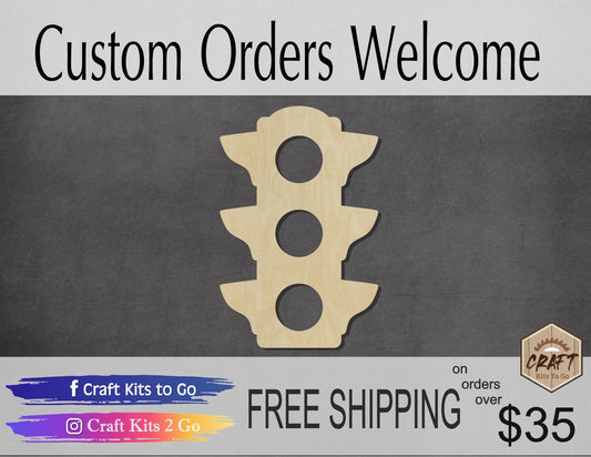 Traffic Light wood shape wood cutouts DIY Paint kit #2114 - Multiple Sizes Available - Unfinished Wood Cutout Shapes
