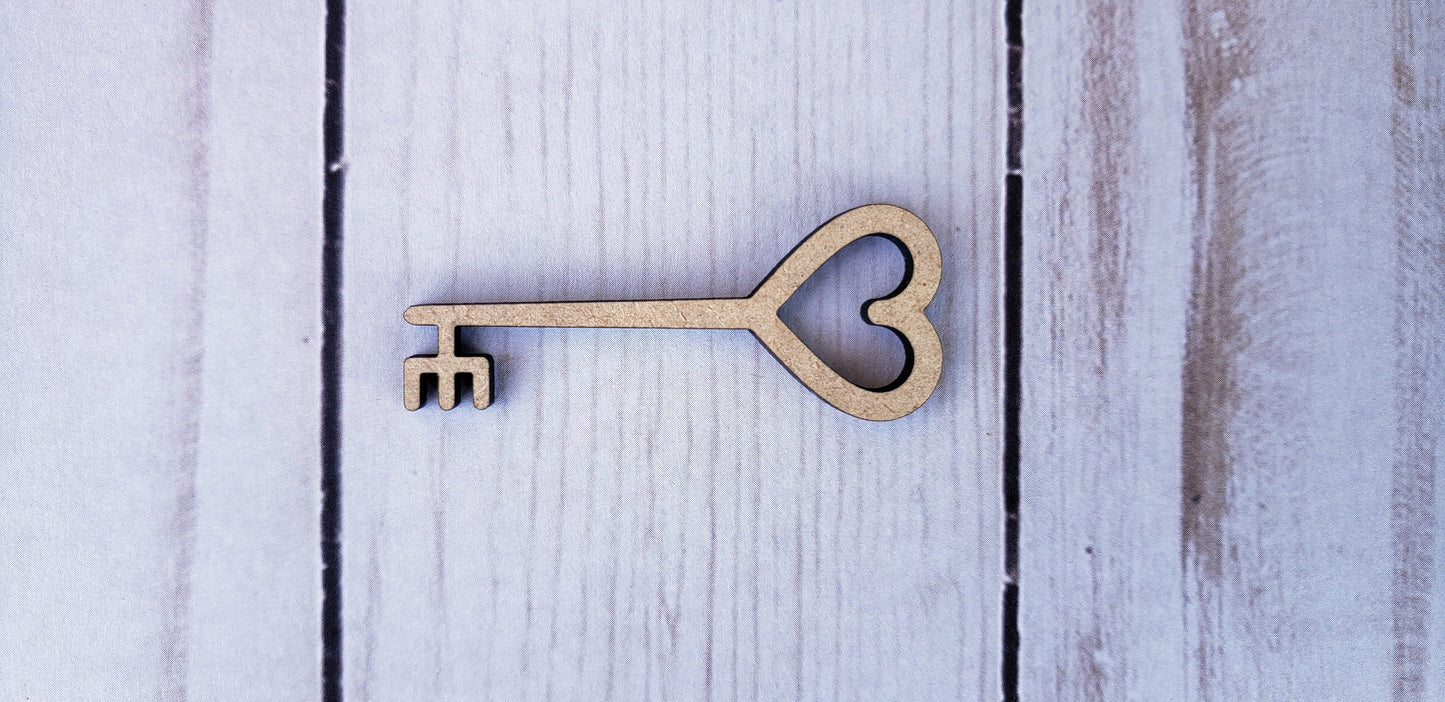 Heart Key Cutout #1017 - Multiple Sizes Available - Unfinished Wood Cutout Shapes