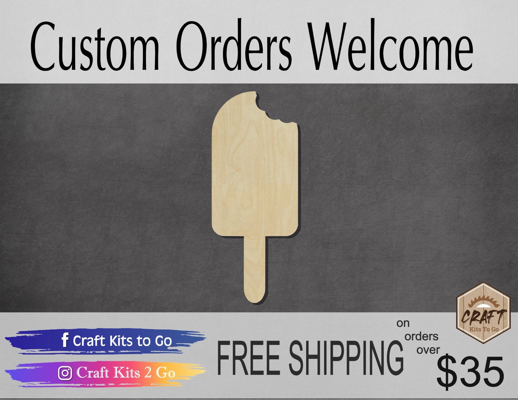 Popsicle wood shape cutouts Summer Decor Summertime #2262 - Multiple Sizes Available - Unfinished Wood Cutout Shapes