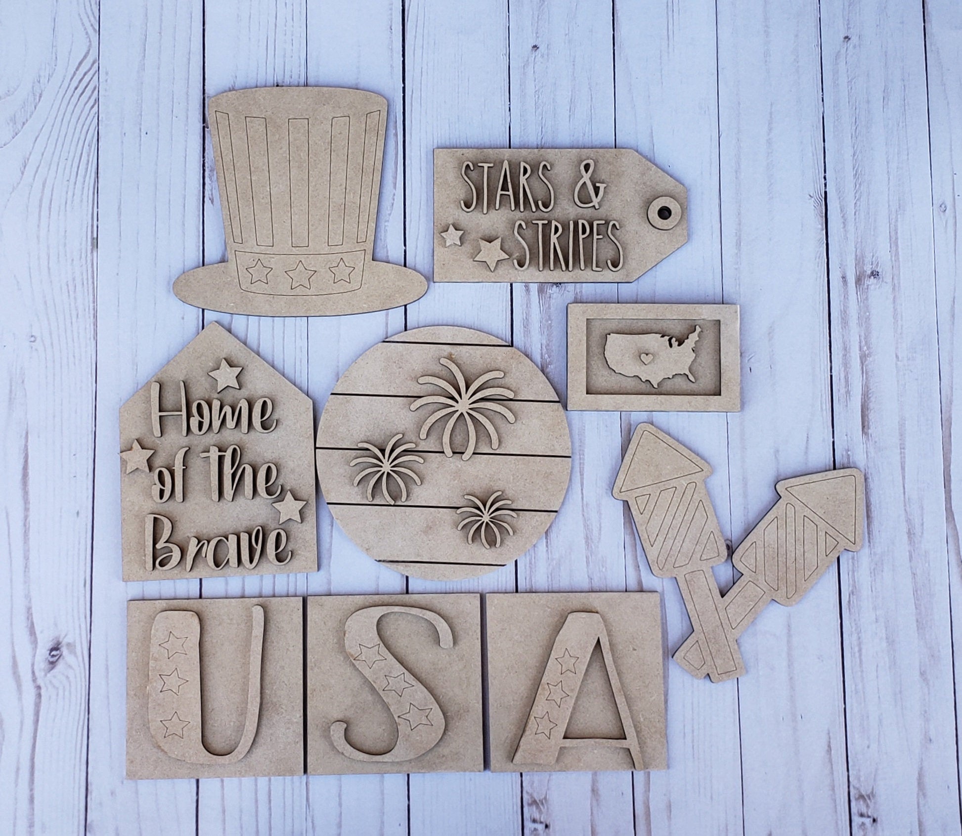 Fireworks Circle 4th of July Independence Day DIY Paint kit #2268 - Multiple Sizes Available - Unfinished Wood Cutout Shapes