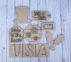 Stars & Strips Craft 4th of July Independence Day DIY Paint kit #2270 - Multiple Sizes Available - Unfinished Wood Cutout Shapes