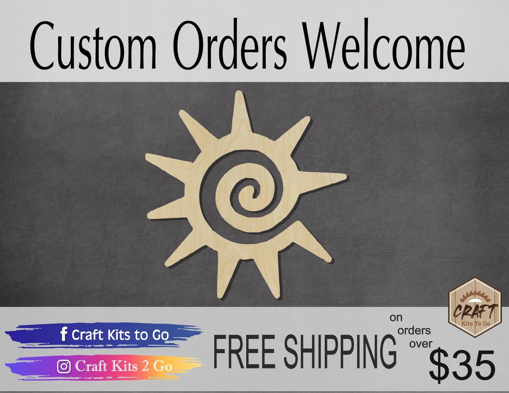 Kokopelli Sun wood shape wood cutouts #2299 - Multiple Sizes Available - Unfinished Wood Cutout Shapes