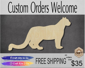 Snow Leopard wood cutouts wood shapes animal cutouts DIY Paint zoo #2471 - Multiple Sizes Available - Unfinished Wood Cutout Shapes