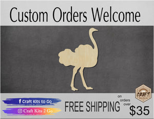 Ostrich wood shape wood cutouts animal cutouts animal shapes DIY Paint kit #1805 - Multiple Sizes Available - Unfinished Wood Cutout Shapes