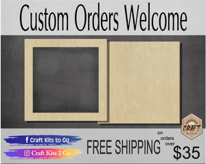 Square Frames #2511 - Multiple Sizes Available - Unfinished Wood Cutout Frames