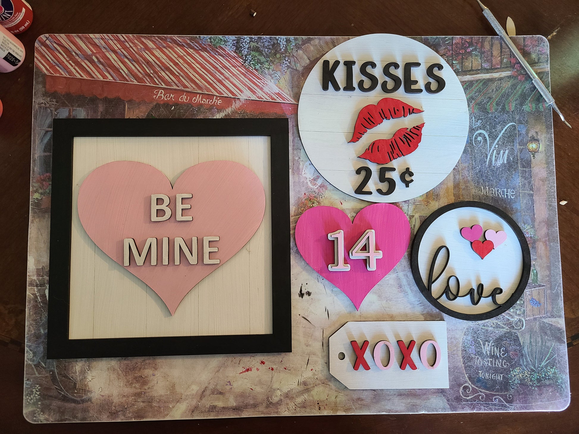 Be Mine Heart Valentine Craft Kit Valentine Tier Tray Kit #2491 Multiple Sizes Available - Unfinished Wood Cutout Shapes