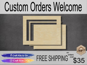 4x6 Photo Frame -#2580 Multiple Sizes Available - Unfinished Wood Cutout Frames