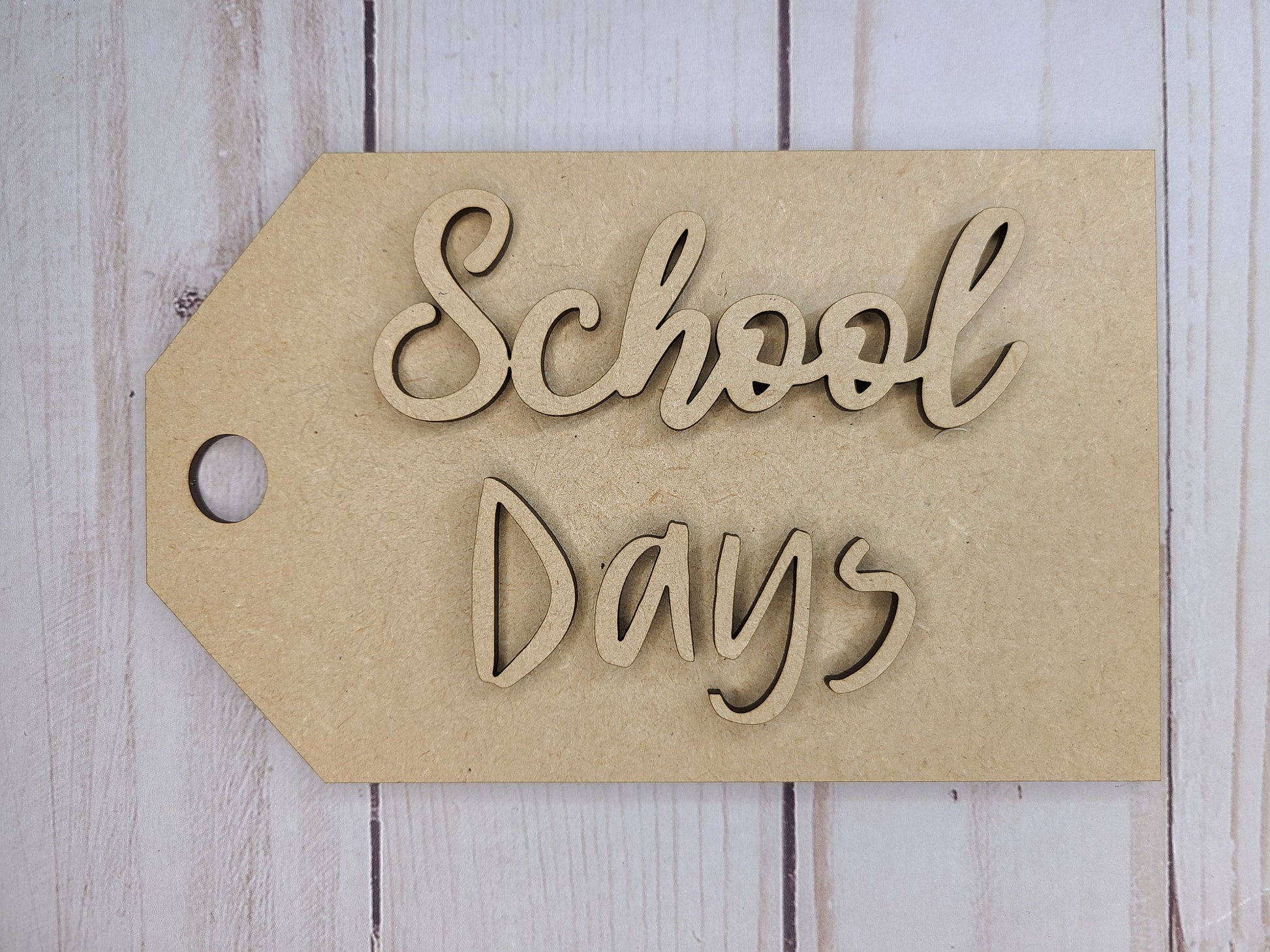 School Days Tag Back to School DIY Craft Kit #2475- Multiple Sizes Available - Unfinished Wood Cutout Shapes