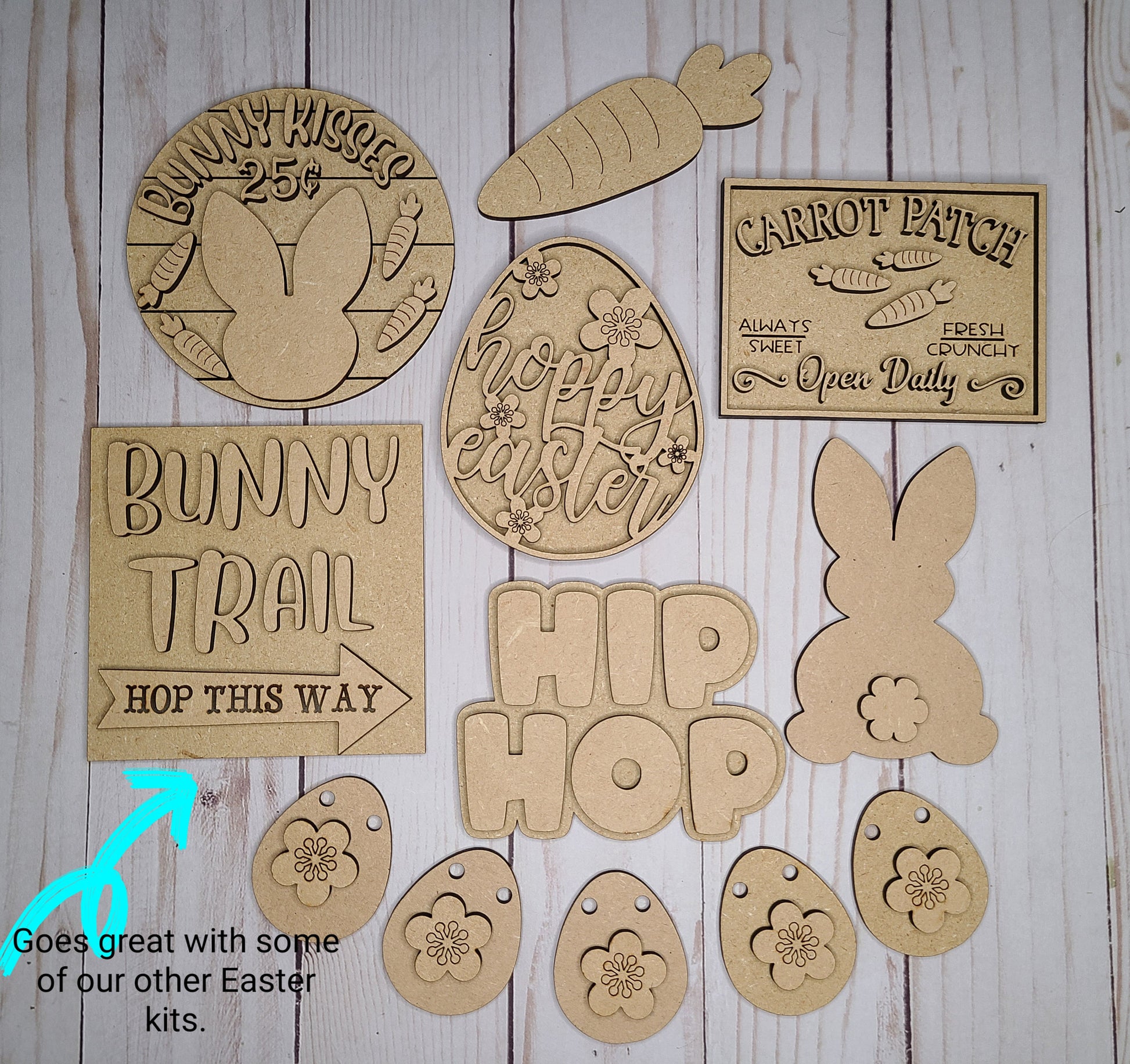 Easter Egg Bunting Banner Craft Kit for adults #2761 - Multiple Sizes Available - Unfinished Wood Cutout Shapes