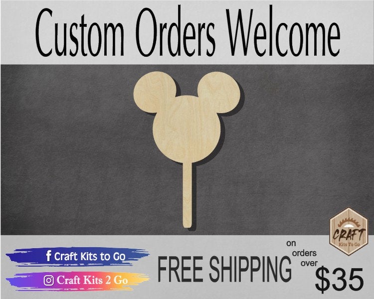 Mouse Popsicle DIY craft kit DIY paint kit #2822 - Multiple Sizes Available - Unfinished Wood Cutout Shapes