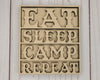 Eat Sleep Camp Repeat Craft Kit Paint Kit #2698 - Multiple Sizes Available - Unfinished Wood Cutout Shapes