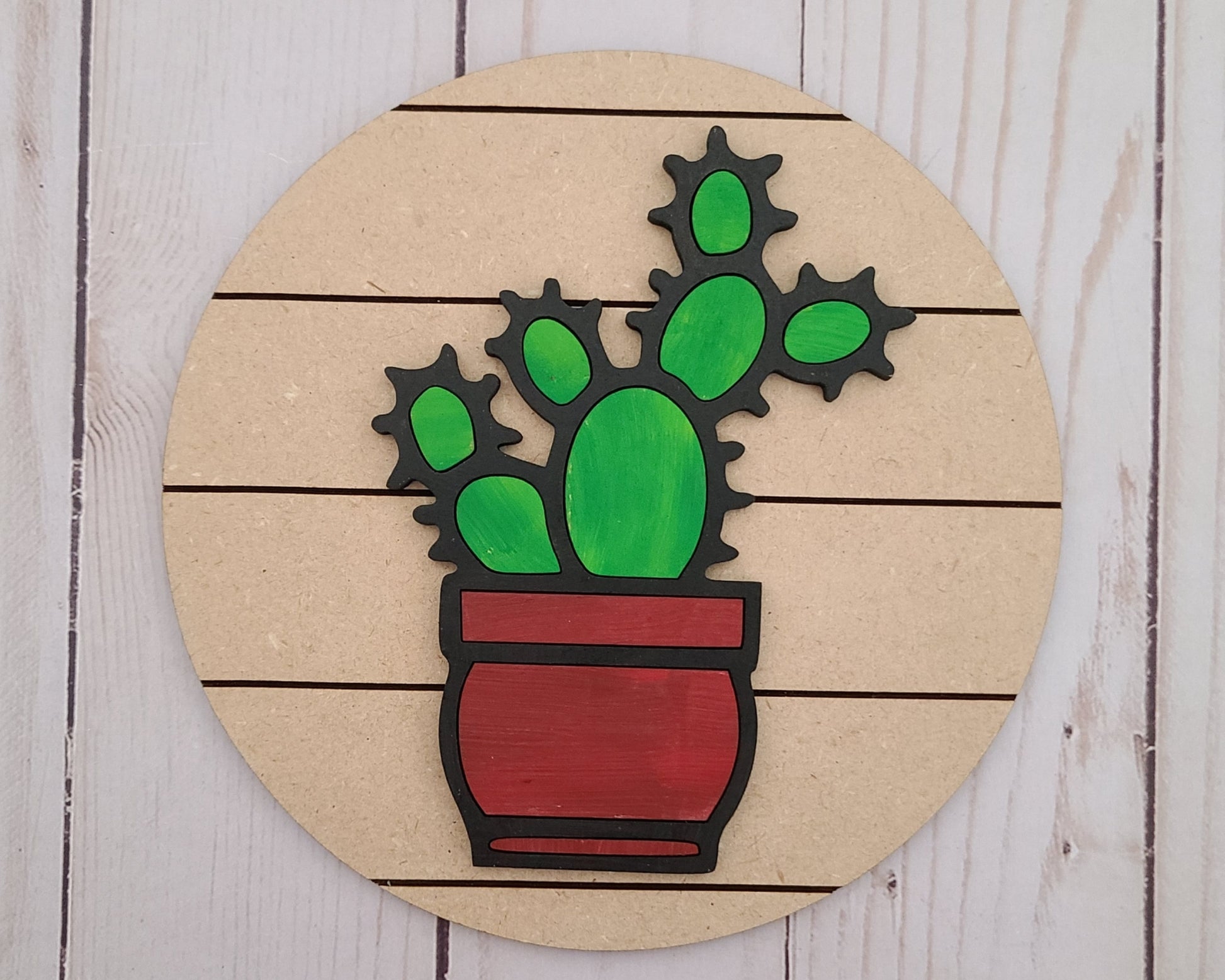 Prickly Cactus Craft DIY Paint Party Kit Craft Kit for Adults #2617 - Multiple Sizes Available - Unfinished Wood Cutout Shapes