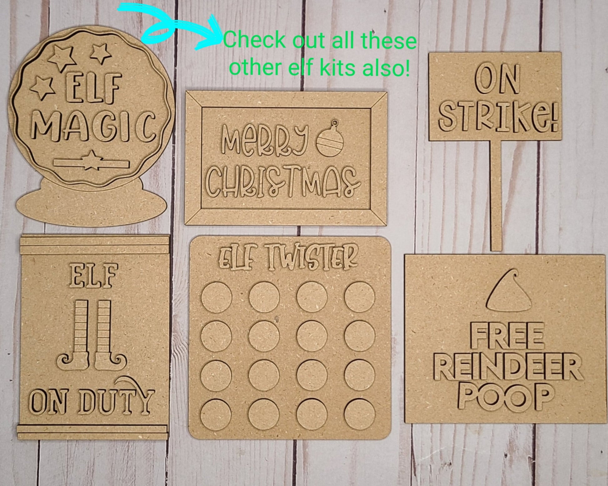 Elf Twister Christmas Elf Red Elf Decor  DIY Paint kit #2810 - Multiple Sizes Available - Unfinished Wood Cutout Shapes