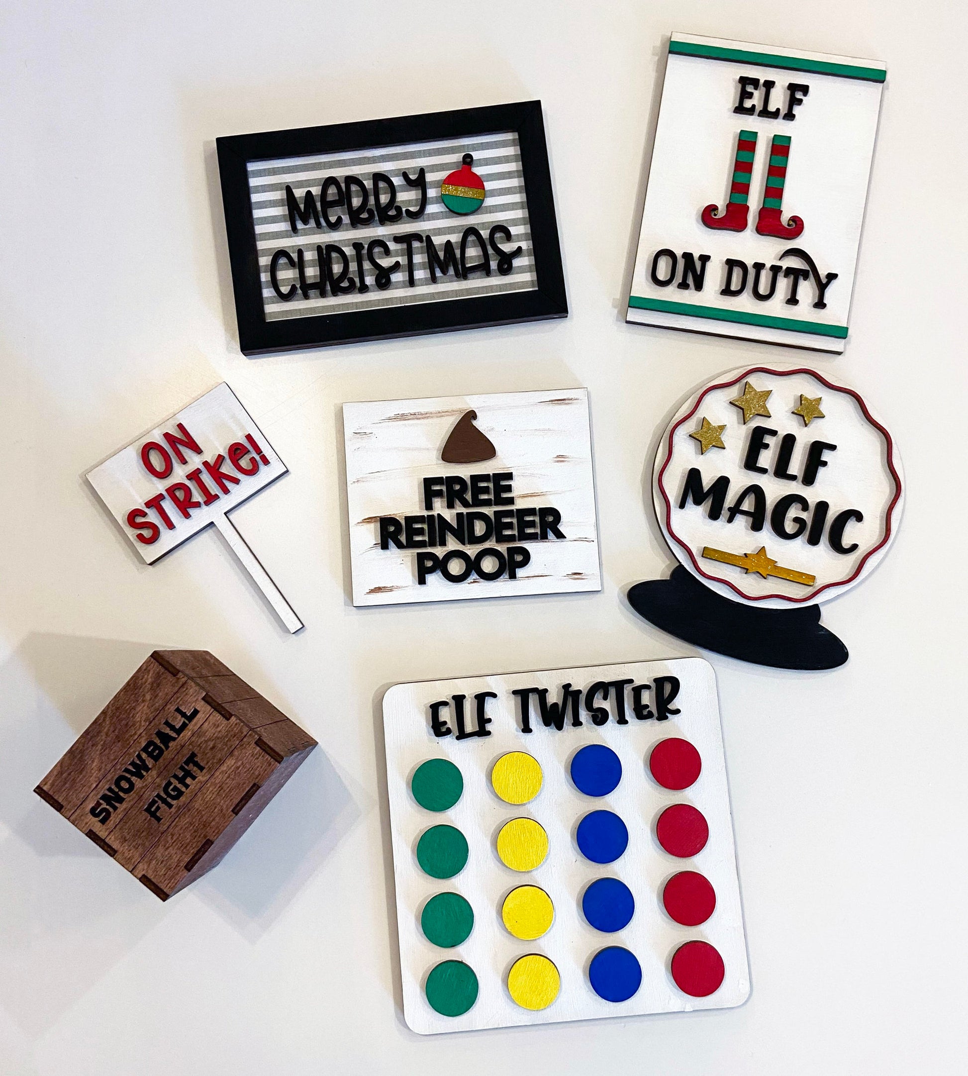Elf Twister Christmas Elf Red Elf Decor  DIY Paint kit #2810 - Multiple Sizes Available - Unfinished Wood Cutout Shapes