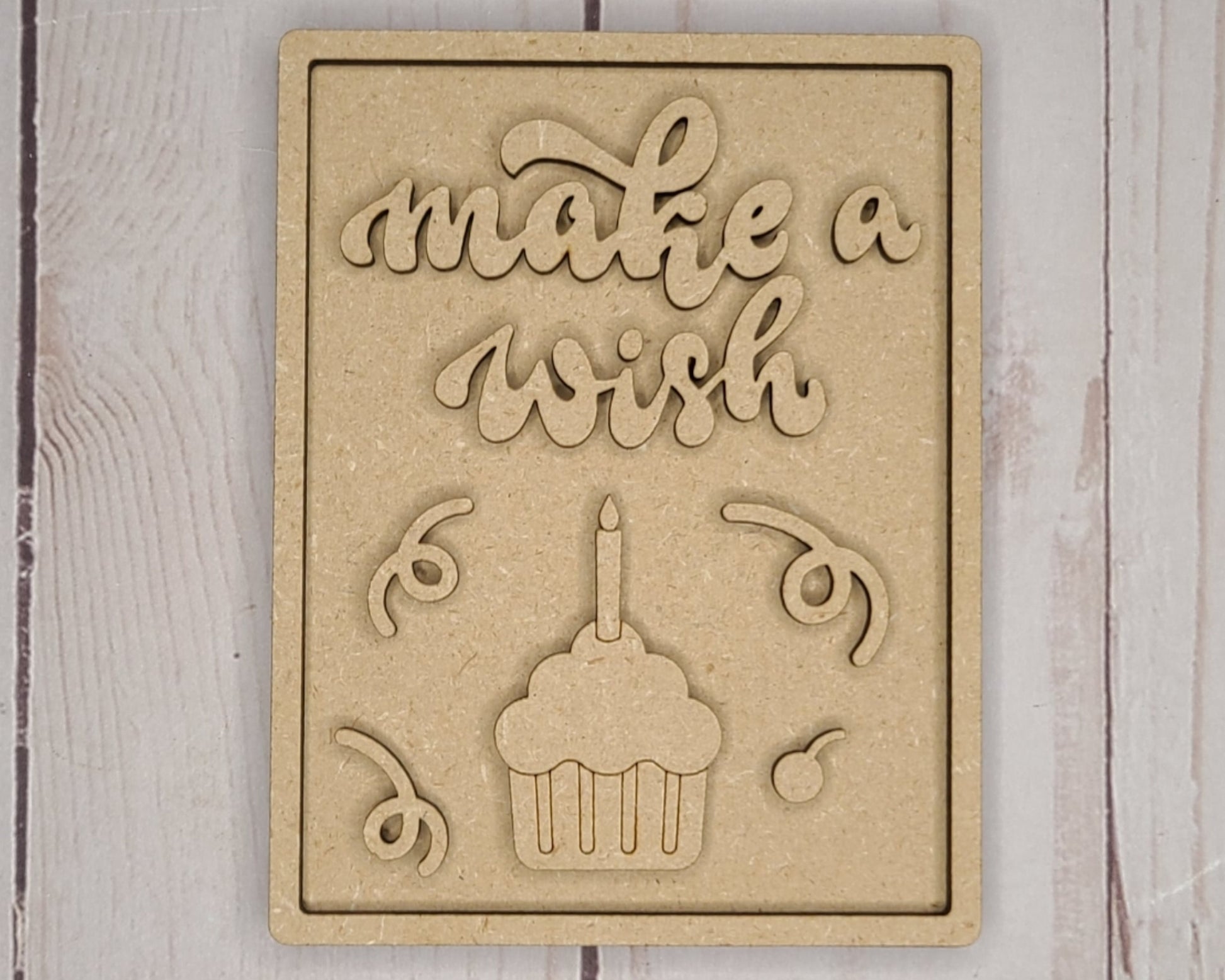 Make A Wish Birthday Decor Kit  DIY Paint kit #2664 - Multiple Sizes Available - Unfinished Wood Cutout Shapes