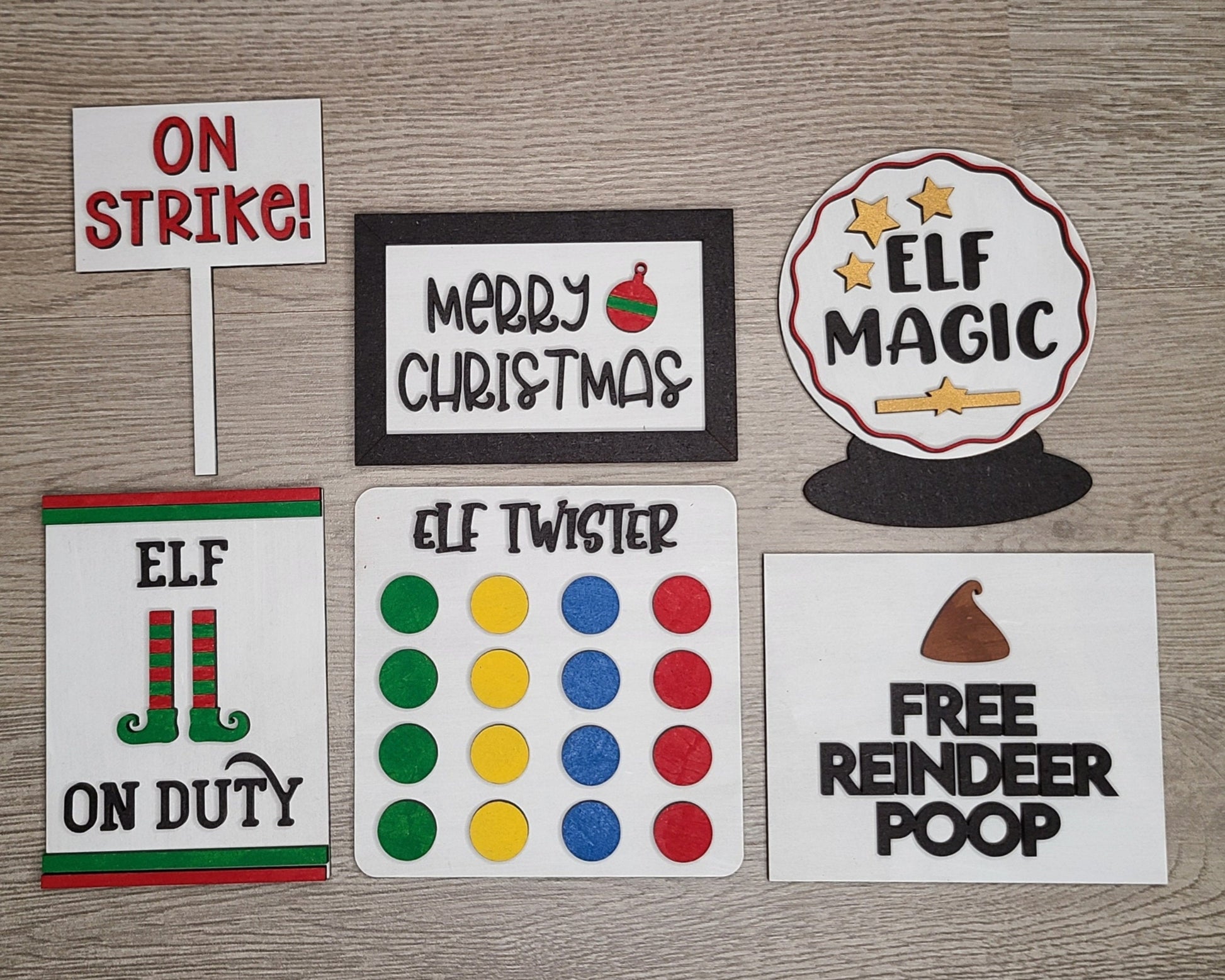 Merry Christmas Decor Christmas Elf Red Elf Decor  DIY Paint kit #2811 - Multiple Sizes Available - Unfinished Wood Cutout Shapes