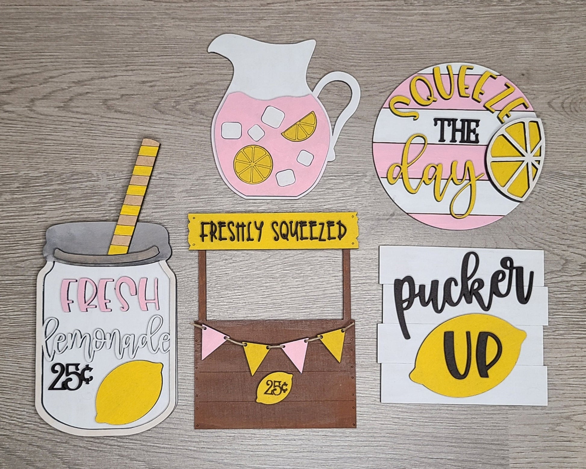 Fresh Lemonade Jar Craft Kit Paint Kit Party Paint Kit #2706 - Multiple Sizes Available - Unfinished Wood Cutout Shapes
