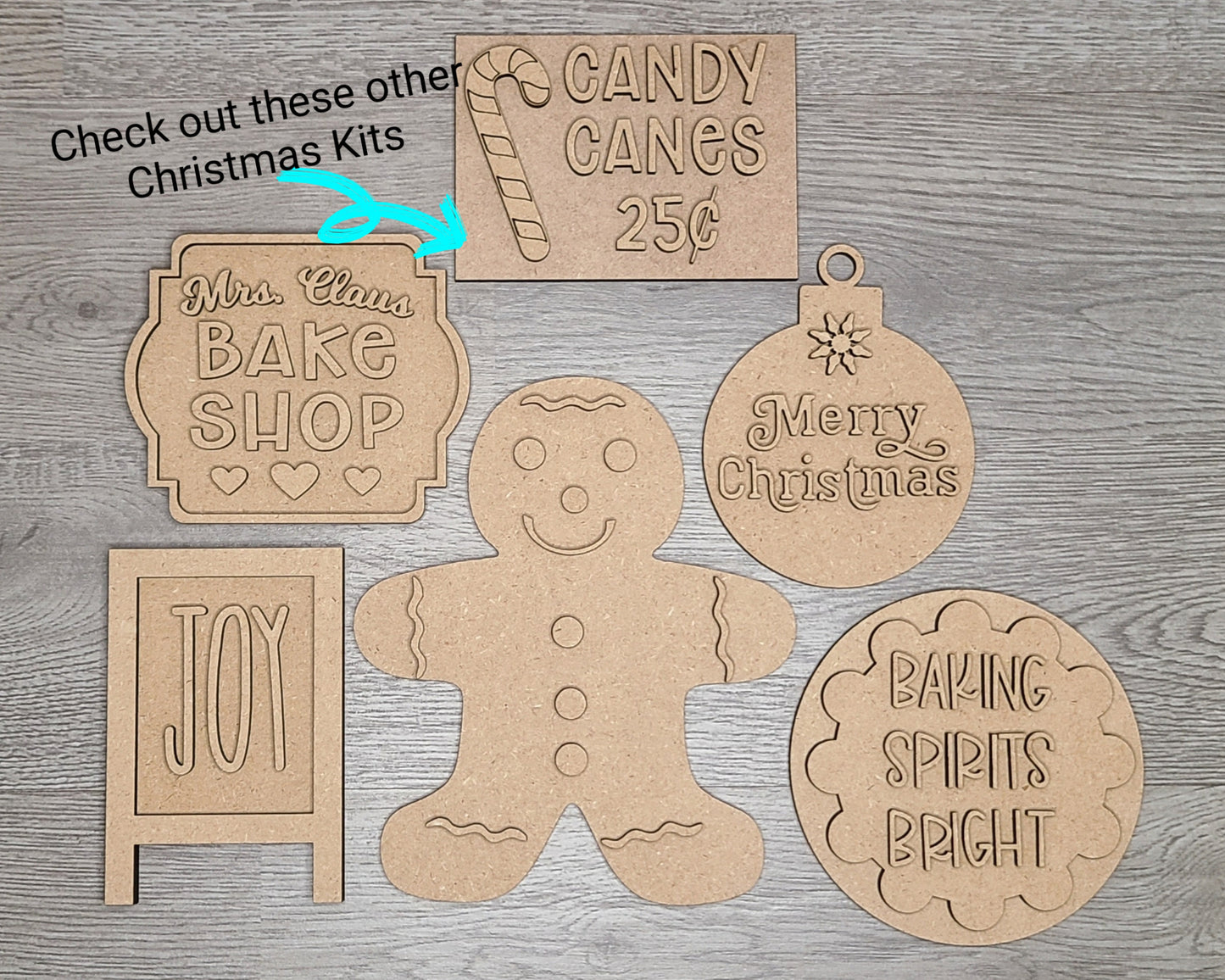 Merry Christmas Ornament Decor DIY Paint kit #2805 - Multiple Sizes Available - Unfinished Wood Cutout Shapes