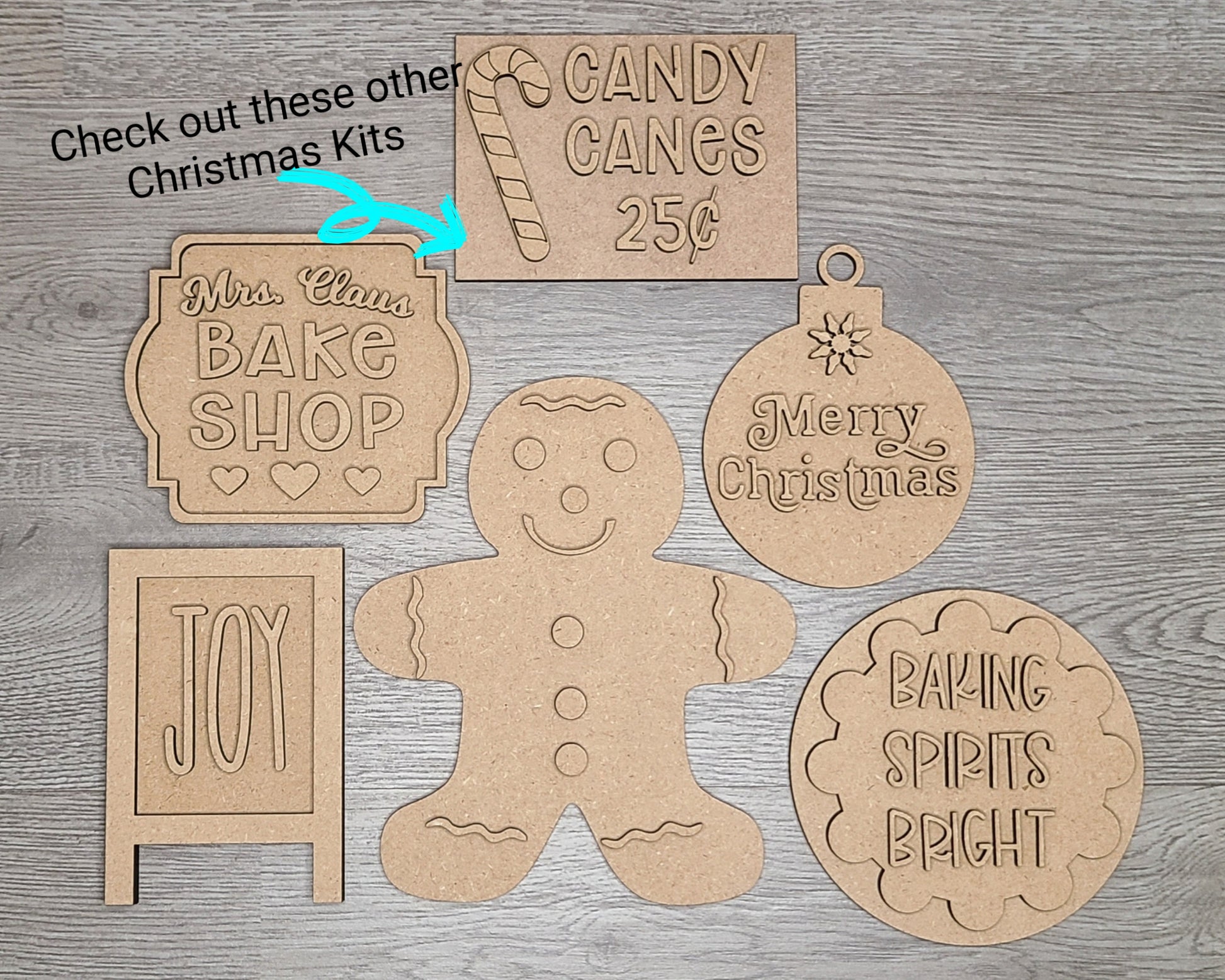 Merry Christmas Ornament Decor DIY Paint kit #2805 - Multiple Sizes Available - Unfinished Wood Cutout Shapes
