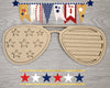 4th of July Sunglasses Patriotic Decor Craft Kit Paint Party Kit #2877 - Multiple Sizes Available - Unfinished Wood Cutout Frames