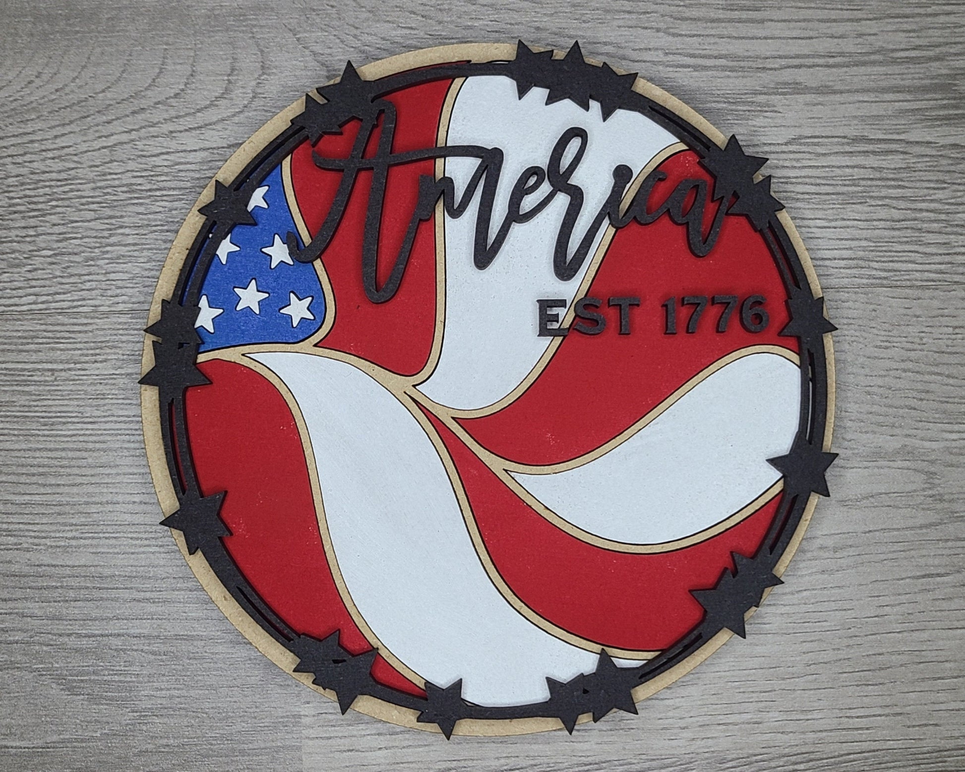 American Flag America 4th of July DIY Craft Kit #2884 - Multiple Sizes Available - Unfinished Wood Cutout Shapes