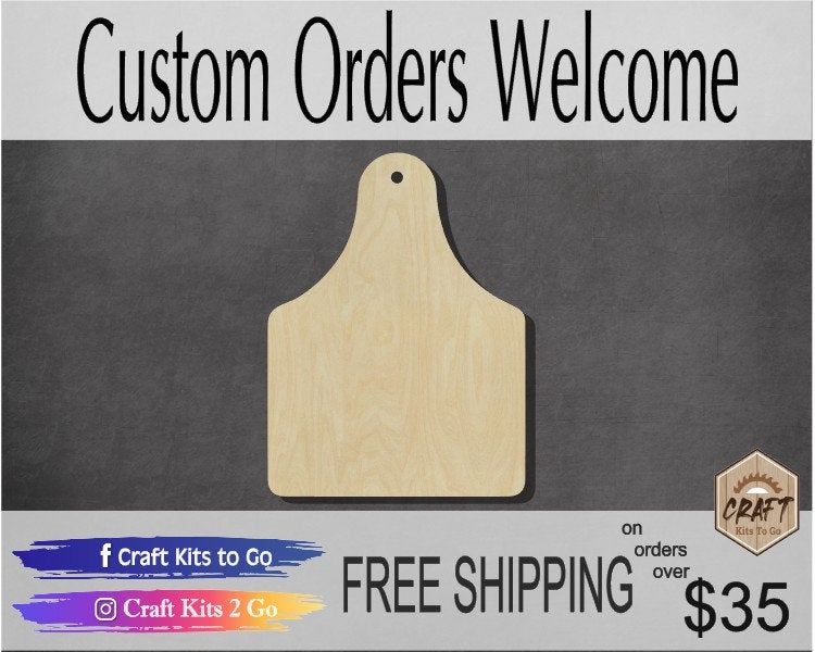 Cow Tag wood shape cutouts Farm Ranch DIY Paint kit #2242 - Multiple Sizes Available - Unfinished Wood Cutout Shapes