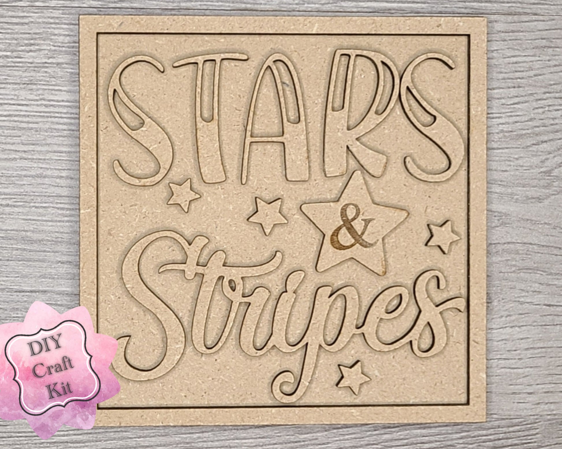 Stars & Stripes 4th of July DIY Craft Kit #2946 - Multiple Sizes Available - Unfinished Wood Cutout Shapes