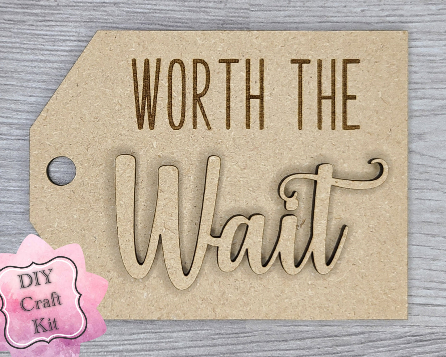 Worth the Wait Baby Shower DIY Craft Kit #2896 - Multiple Sizes Available - Unfinished Wood Cutout Shapes