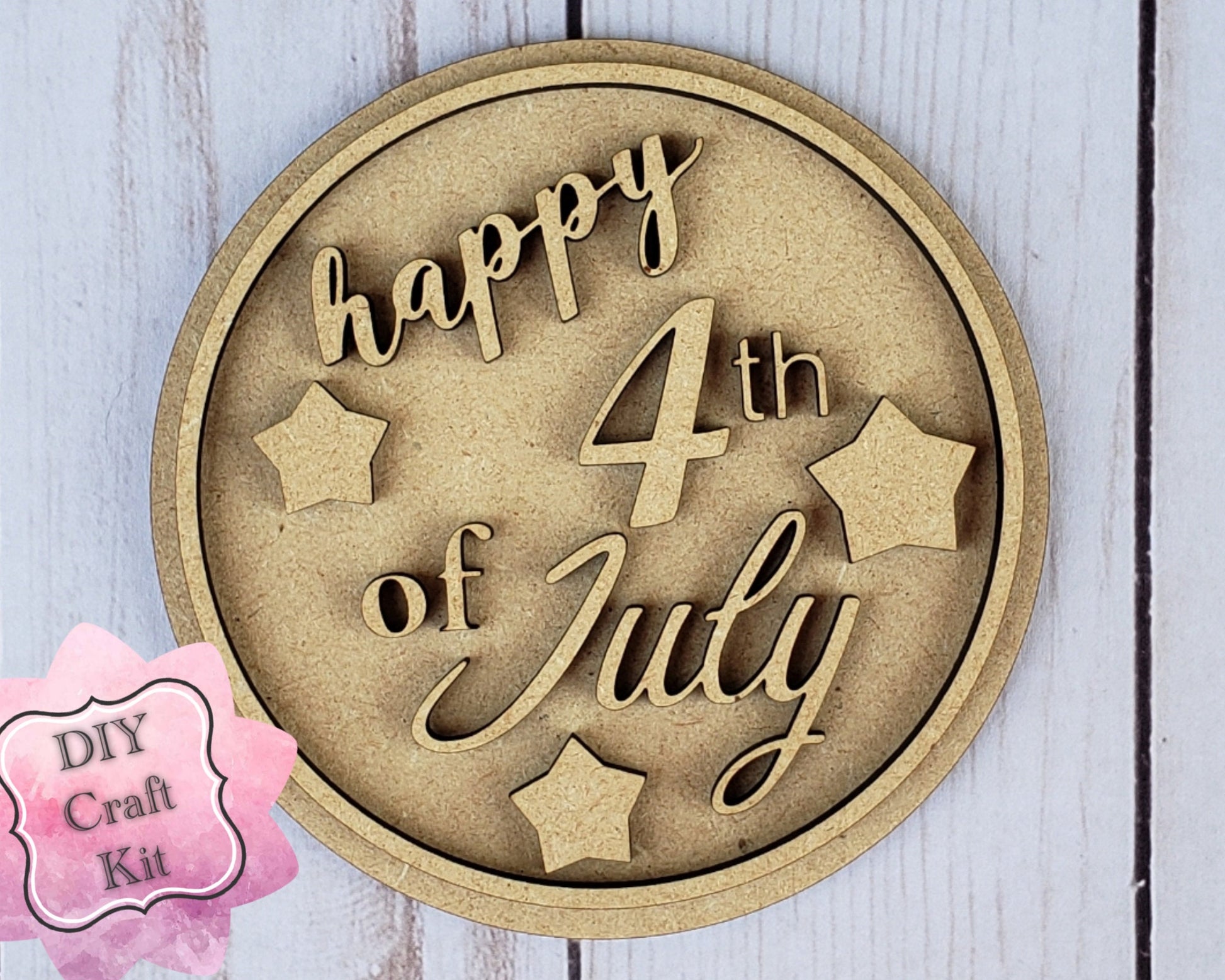 Happy 4th of July Craft Kit Paint Party Kit 4th of July #2257 - Multiple Sizes Available - Unfinished Wood Cutout Shapes