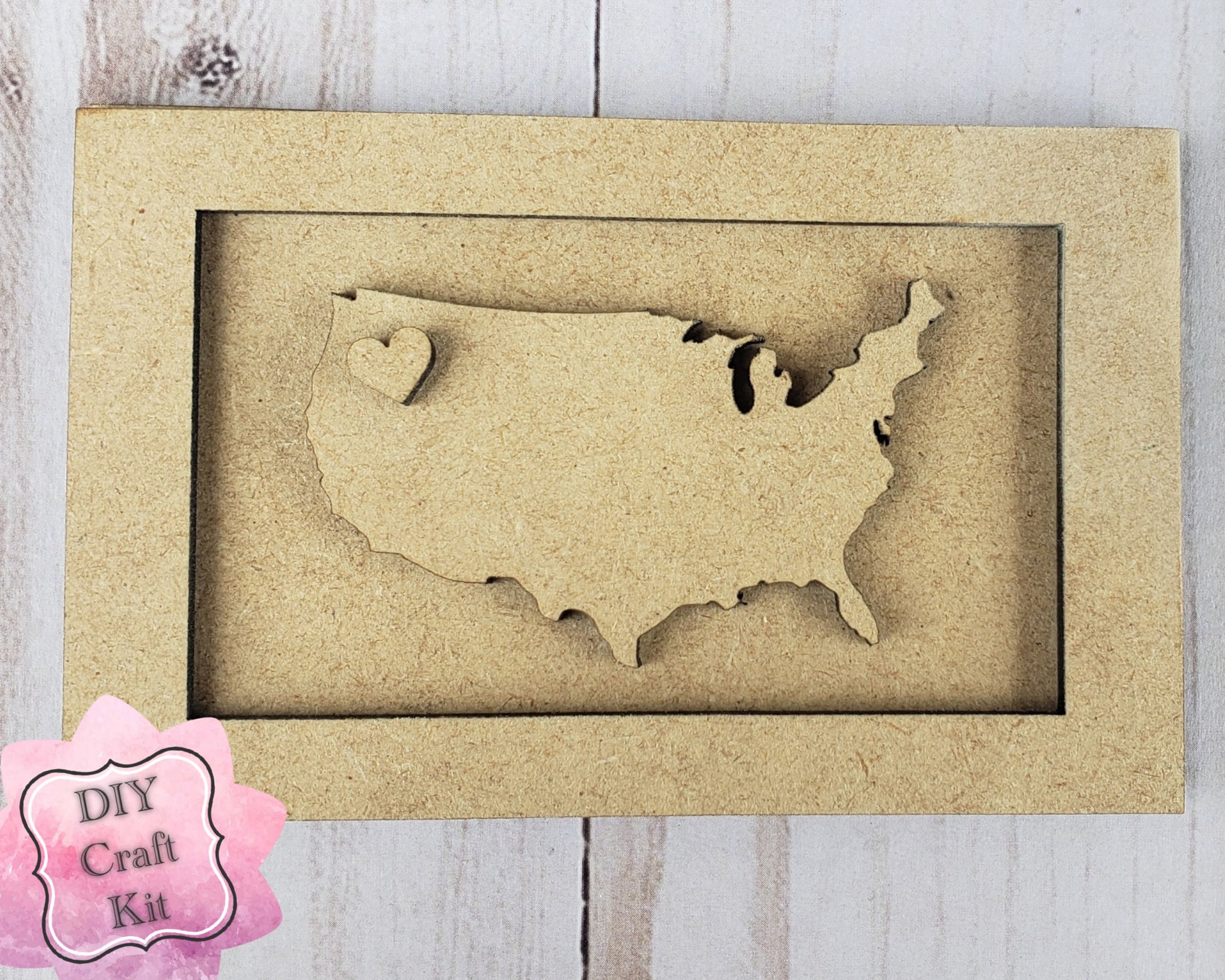 USA in Frame United States 4th of July Independence Day DIY Paint kit #2267 - Multiple Sizes Available - Unfinished Wood Cutout Shapes