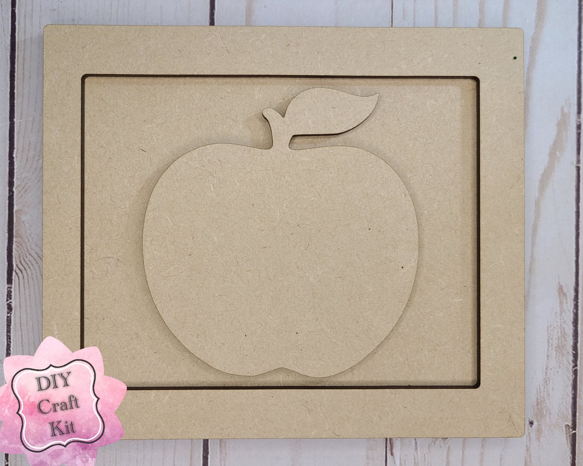 Apple Framed Back to School DIY Craft Kit #2308 - Multiple Sizes Available - Unfinished Wood Cutout Shapes