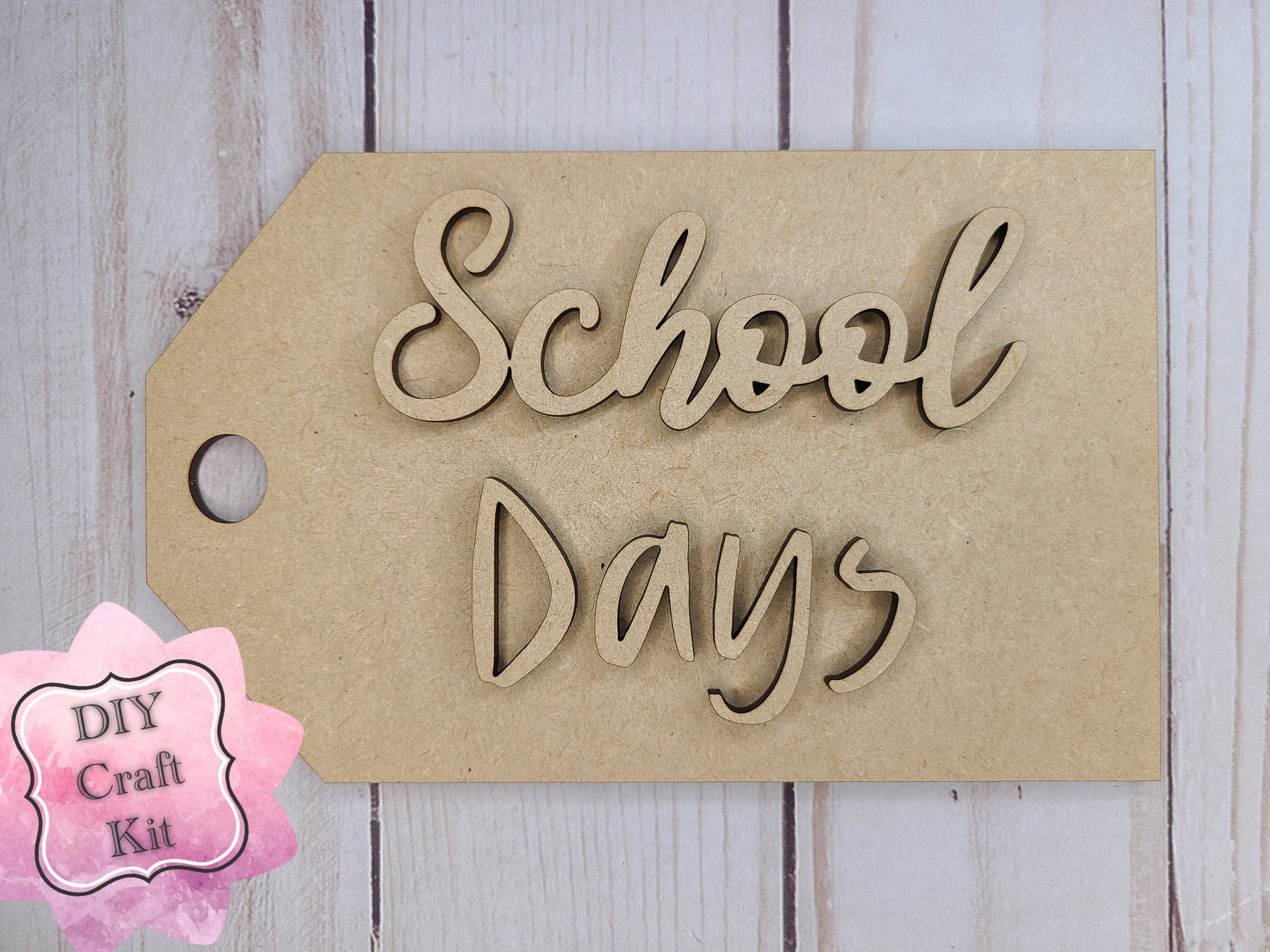 School Days Tag Back to School DIY Craft Kit #2475- Multiple Sizes Available - Unfinished Wood Cutout Shapes
