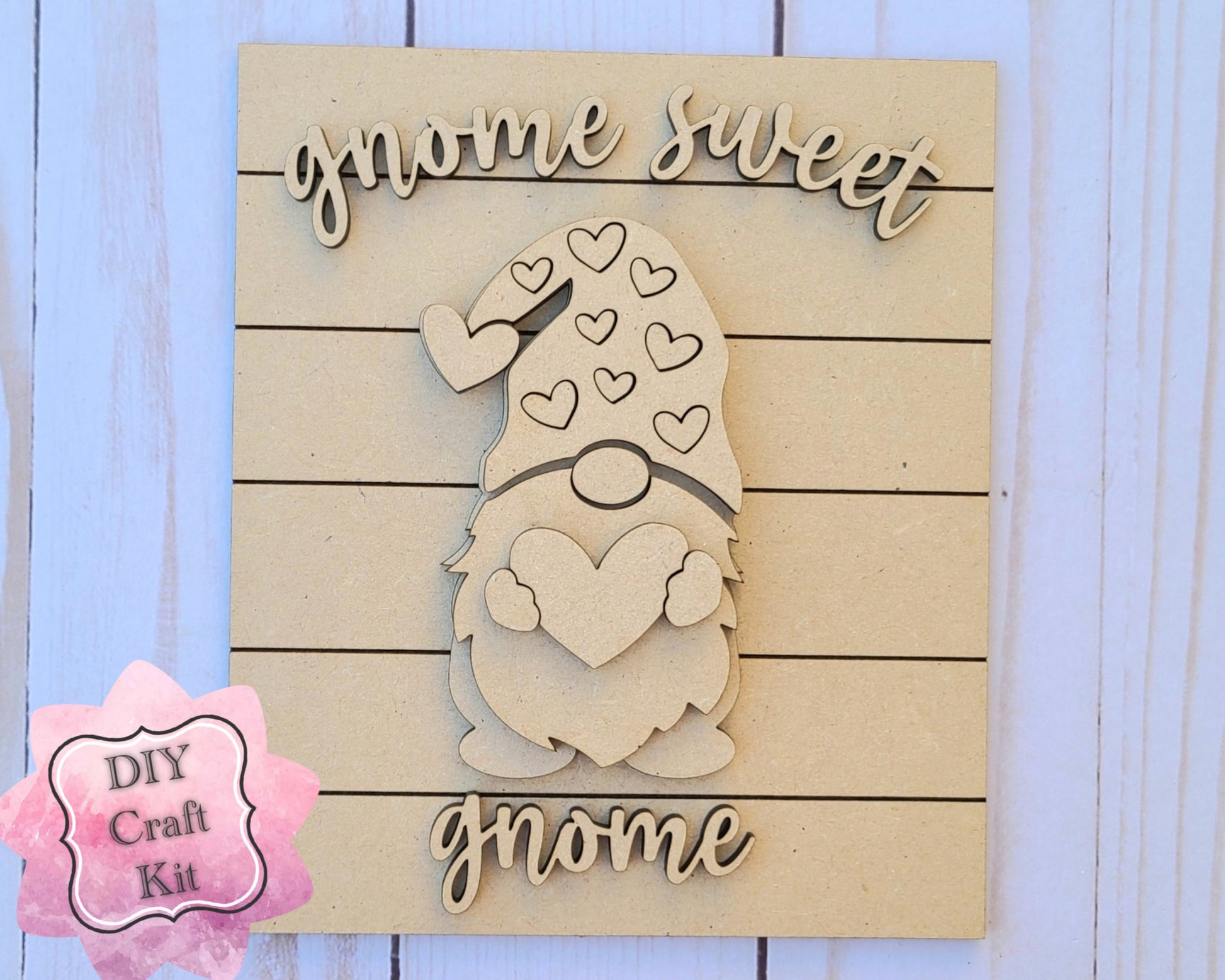 Gnome Valentine DIY Paint kit #2499 - Multiple Sizes Available - Unfinished Wood Cutout Shapes
