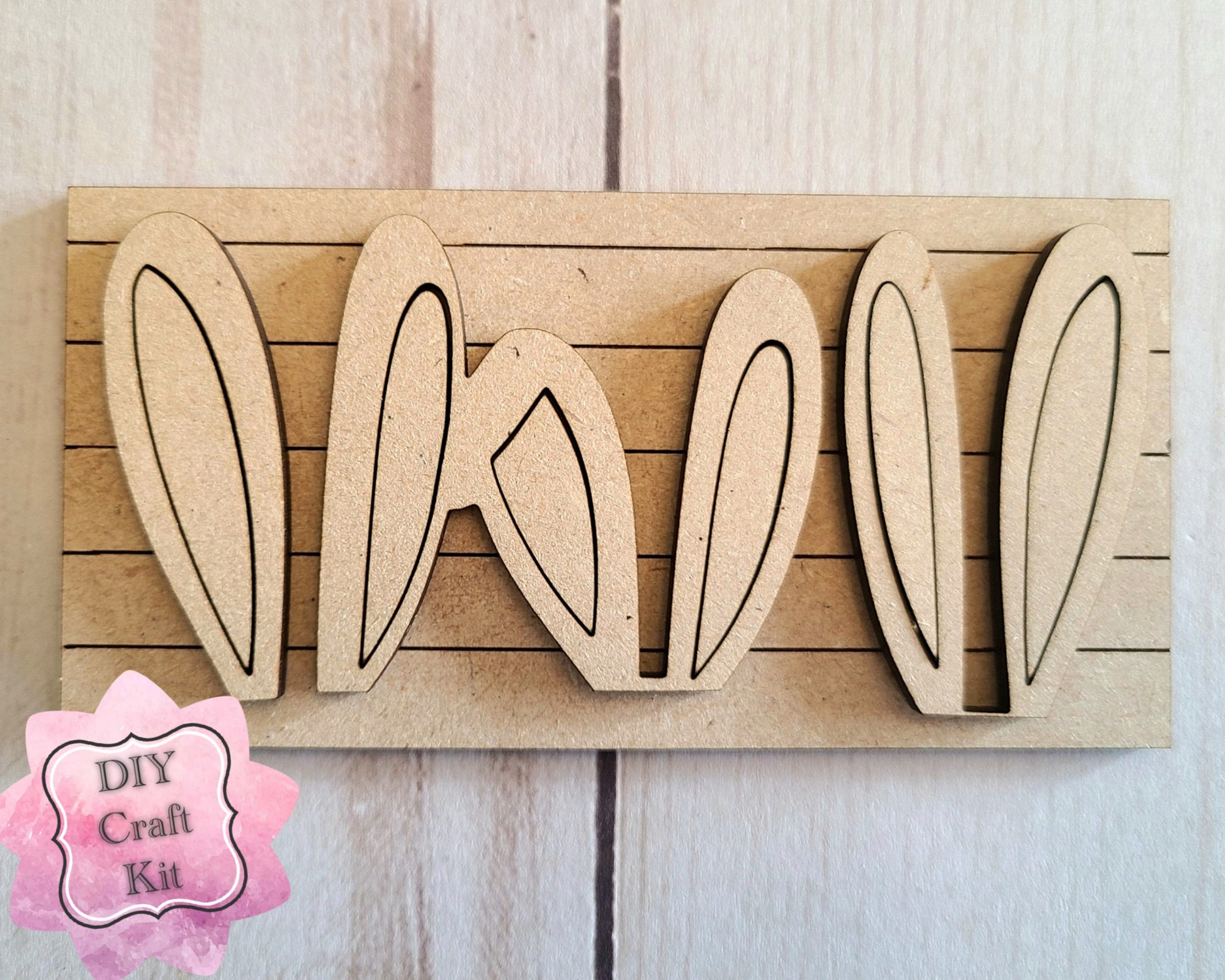 Bunny Ear Easter Kit Craft Night Crafty Craft Kit #2553 - Multiple Sizes Available - Unfinished Wood Cutout Shapes